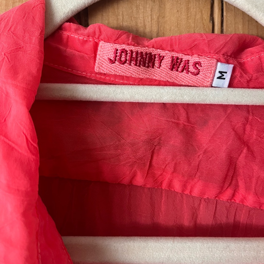 Johnny Was Coral Red Silk Blend Top